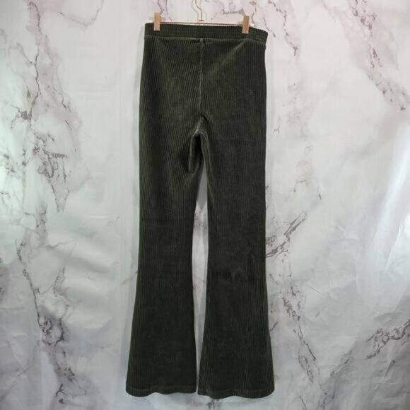 Aerie Leggings Womens Small R Green Flare Groove On Velour Corduroy High Rise - Picture 5 of 11